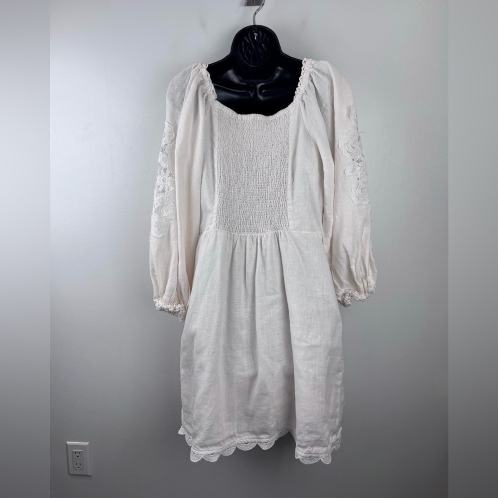 Farm Rio Off-White Embroidered Euroflax™ Premium Linen Mini Dress - Picture 8 of 8